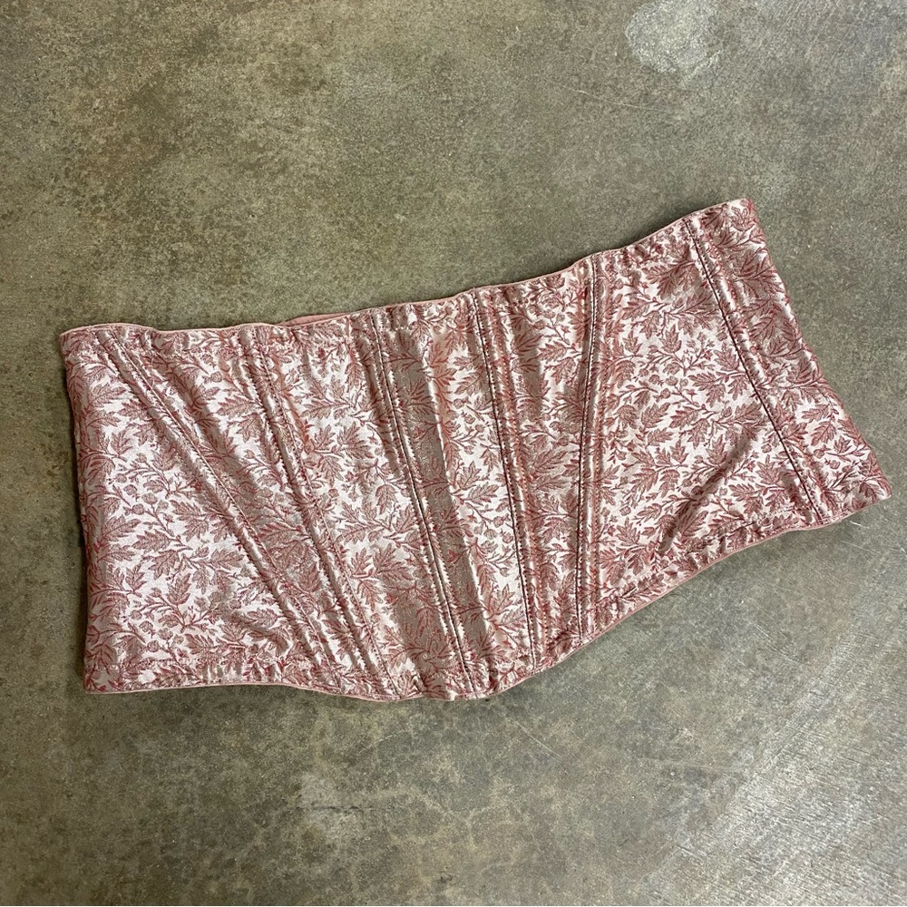 vintage floral pink satin silky victoria secret corset size